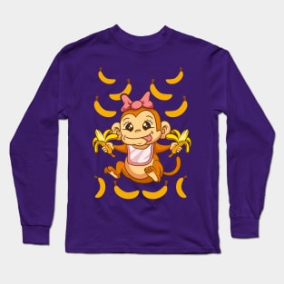 Baby Monkey Bananas Long Sleeve T-Shirt